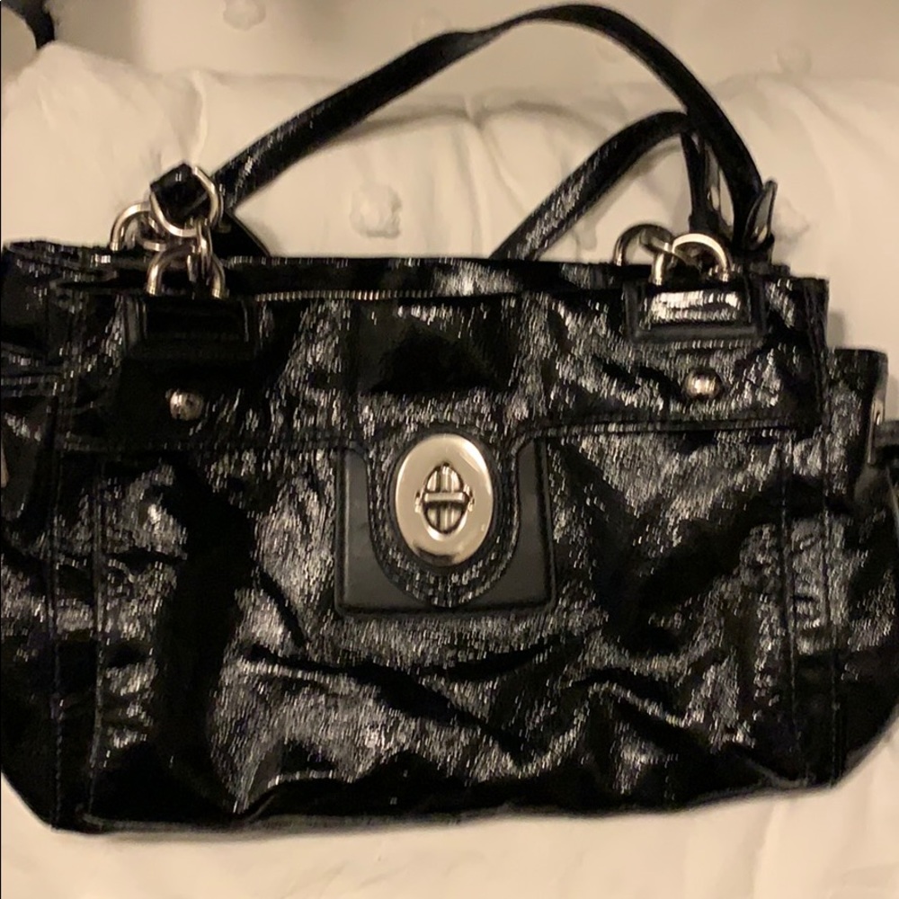 Coach 19756M Black Leather Peyton Satchel Carryall